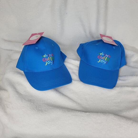 2 Celebrate Queer Joy Blue Baseball Caps Anna Parade Gay Pride Rainbow LGBTQ - Picture 1 of 8